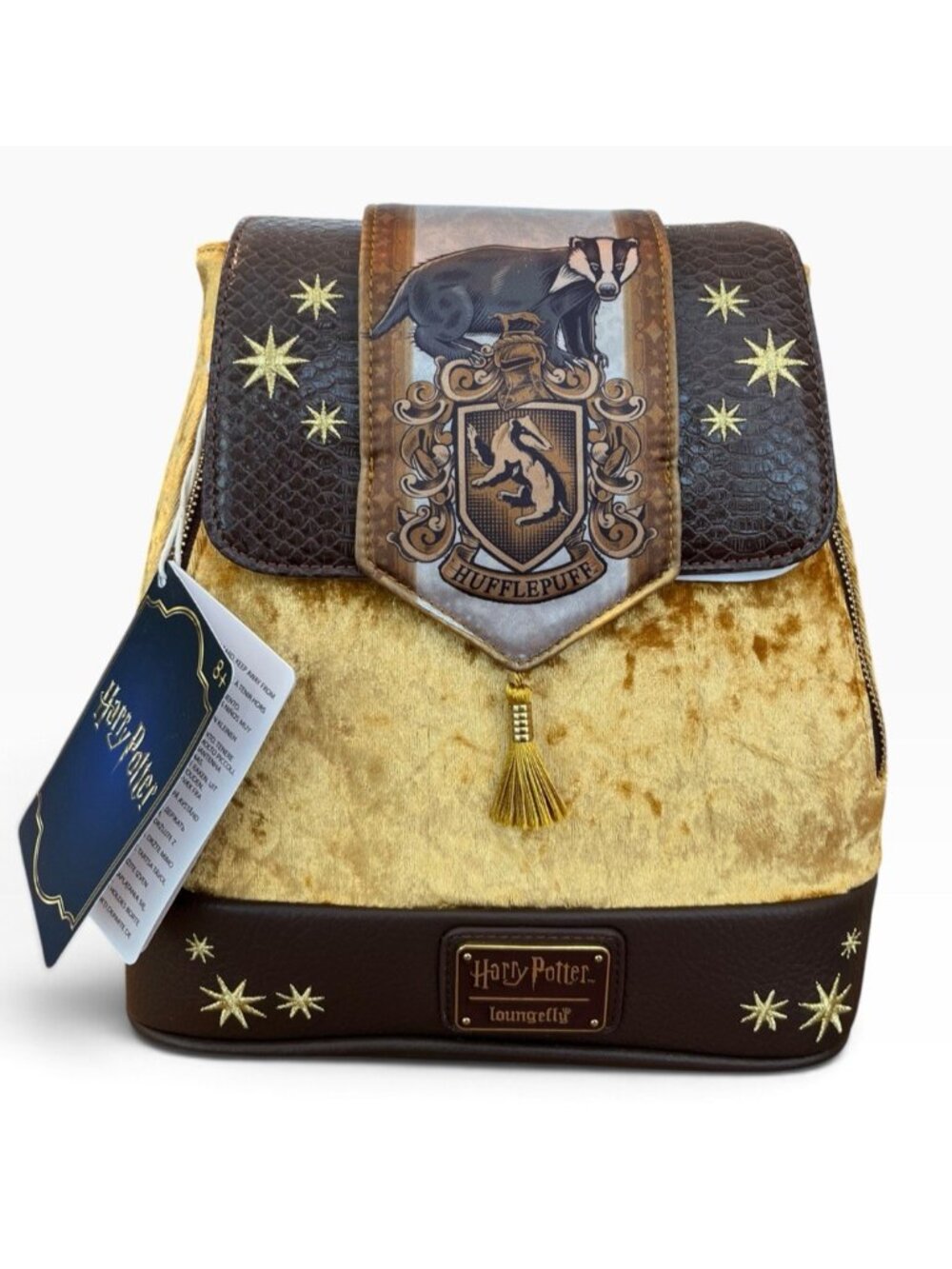 Loungefly Harry Potter Hufflepuff Banner Velvet Hogwarts Mini Backpack NWT